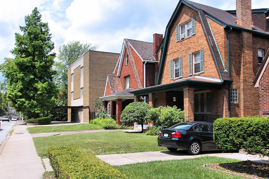 Gallitzin, PA - View of Suburban Homes Along a Tree Lined Street on a Bright Sunny Day